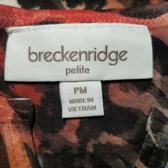 Breckenridge Petite, Blouse Animal print browns, with gold studs - Size PM - Picture 4 of 5